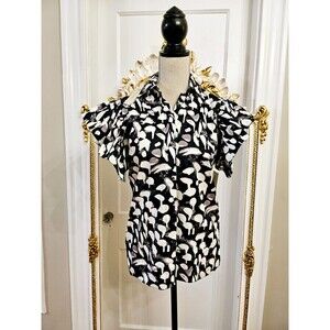 Sophie Theallet Lupita Cotton Shirt in Ebene/Bone/Slate, FR 36, US 4, NWT
